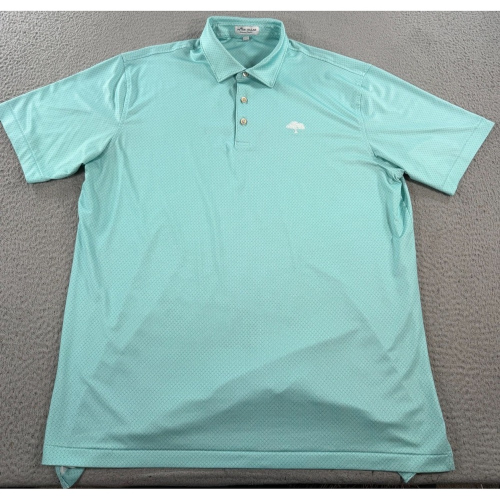 Peter Millar Summer Comfort Polo Shirt Mens Large Blue Martini Glass AOP Golf